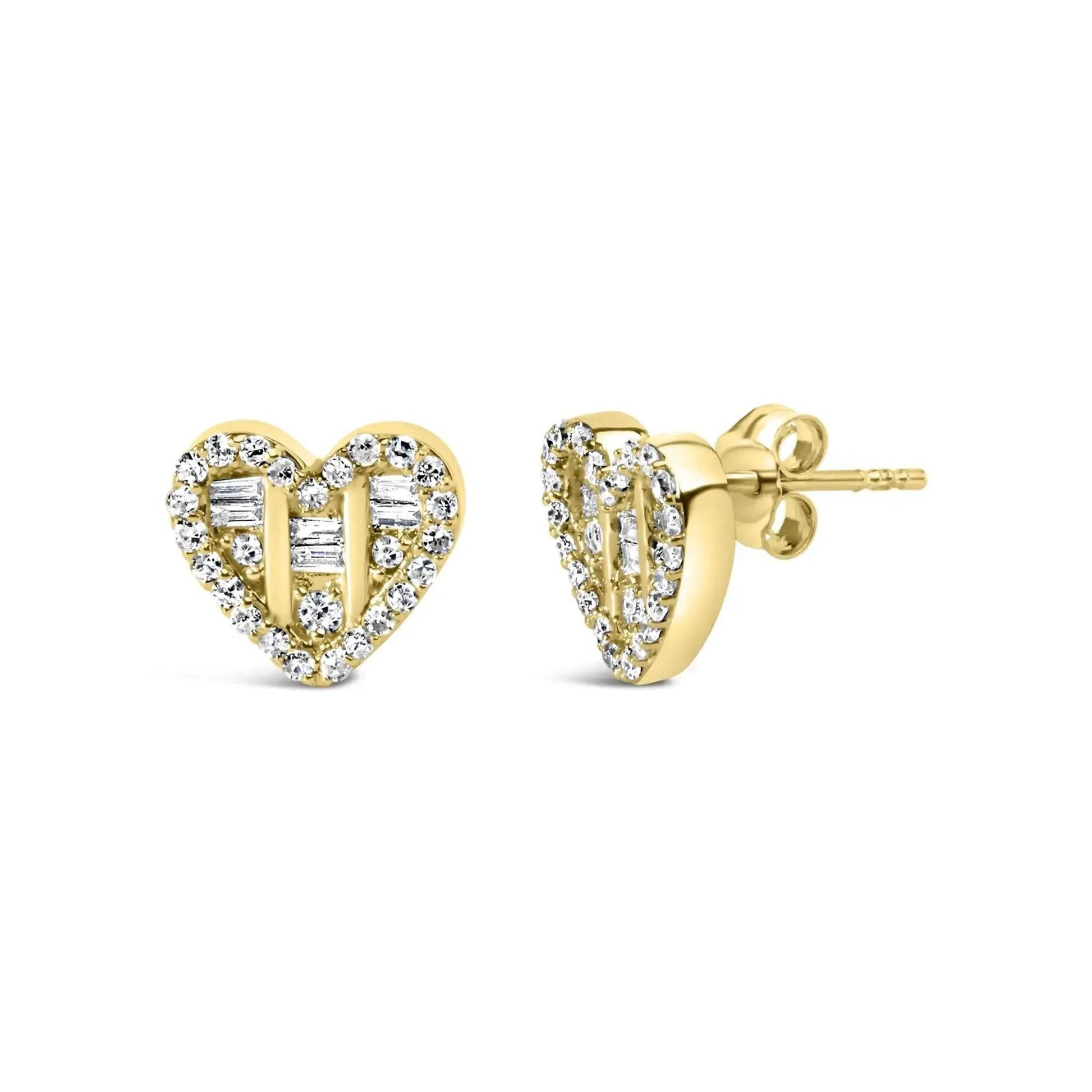 .925 Silver Heart Diamond Studs 1/2 Cttw (I-J, SI2-I1) - Solstik