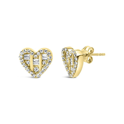 .925 Silver Heart Diamond Studs 1/2 Cttw (I-J, SI2-I1) - Solstik