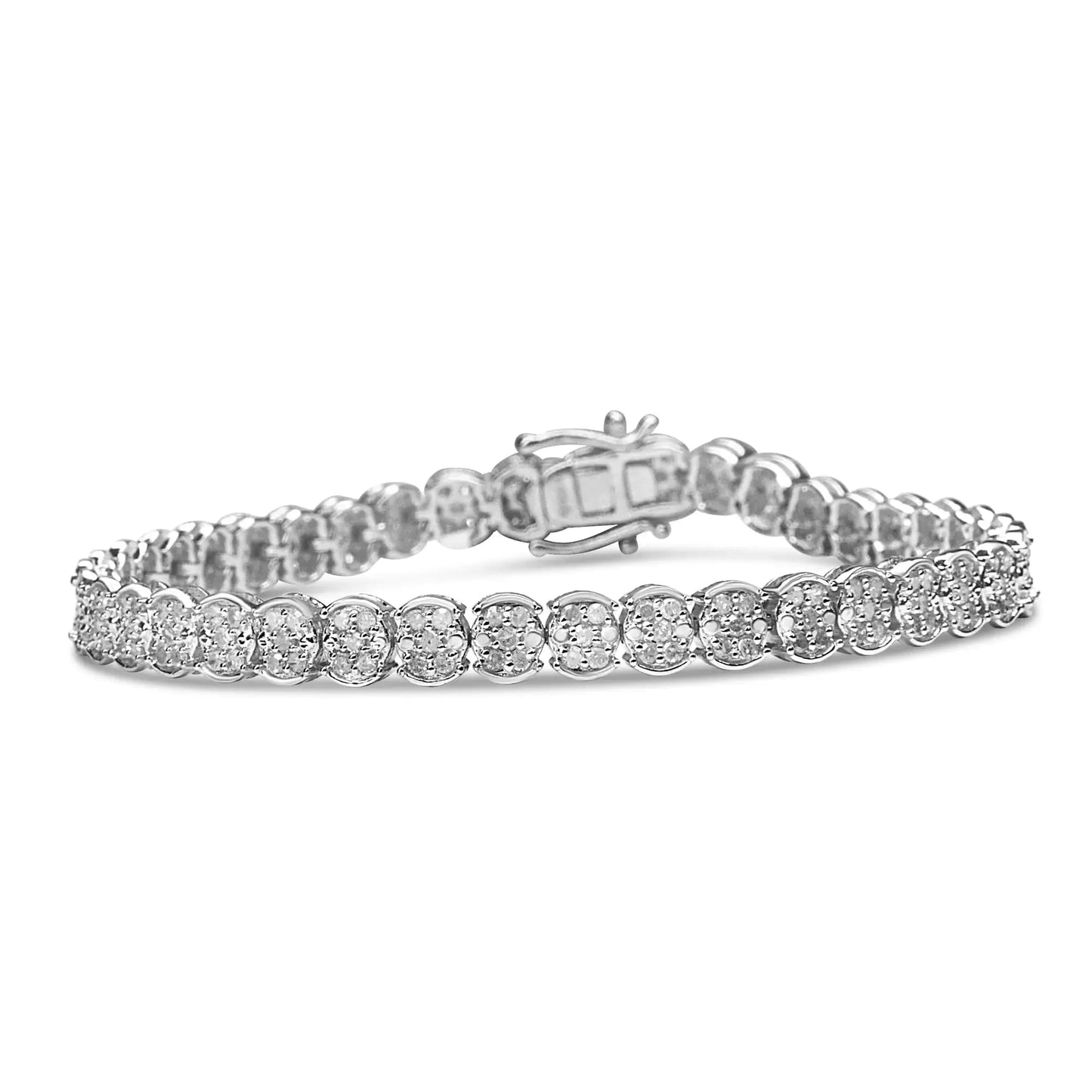 Sterling Silver 2.0ct Diamond Cluster Bracelet - 7.25" - Solstik