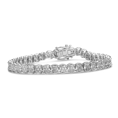Sterling Silver 2.0ct Diamond Cluster Bracelet - 7.25" - Solstik