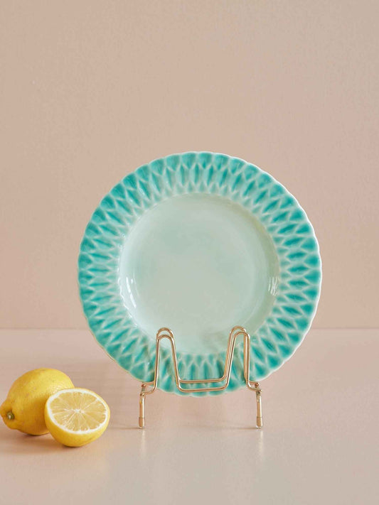 Ceramic Dinner Plate - Aqua. Set of 6 plates