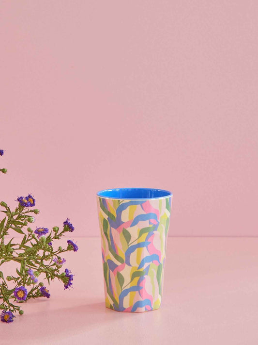 Melamine Tall Cup - Blue - Jungle Fever Print