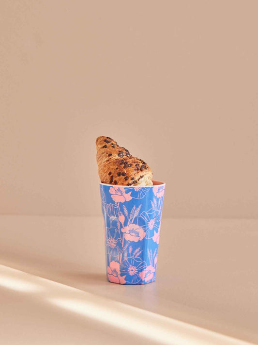 Melamine Tall Cup - Blue - Poppies Love Print
