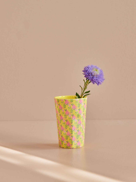 Melamine Tall Cup - Yellow - Sunny Days Print