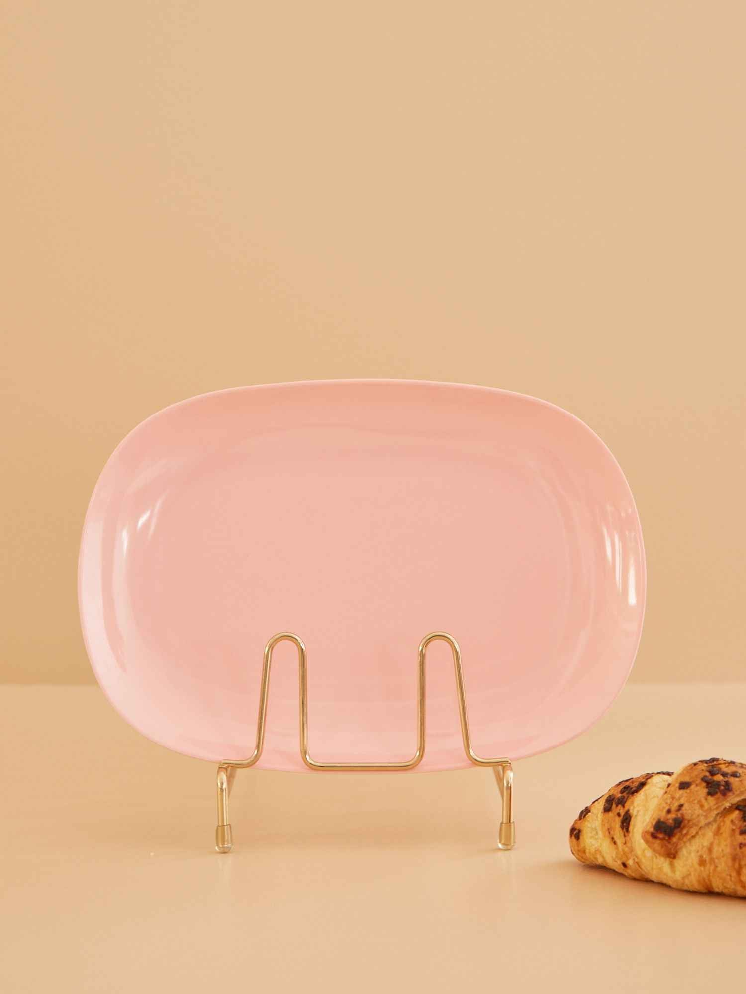 Large Melamine Rectangular Plate - Soft Pink