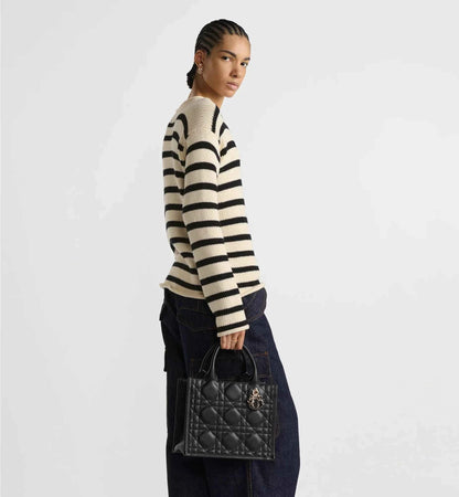 Small Dior Book Tote Black Macrocannage Calfskin