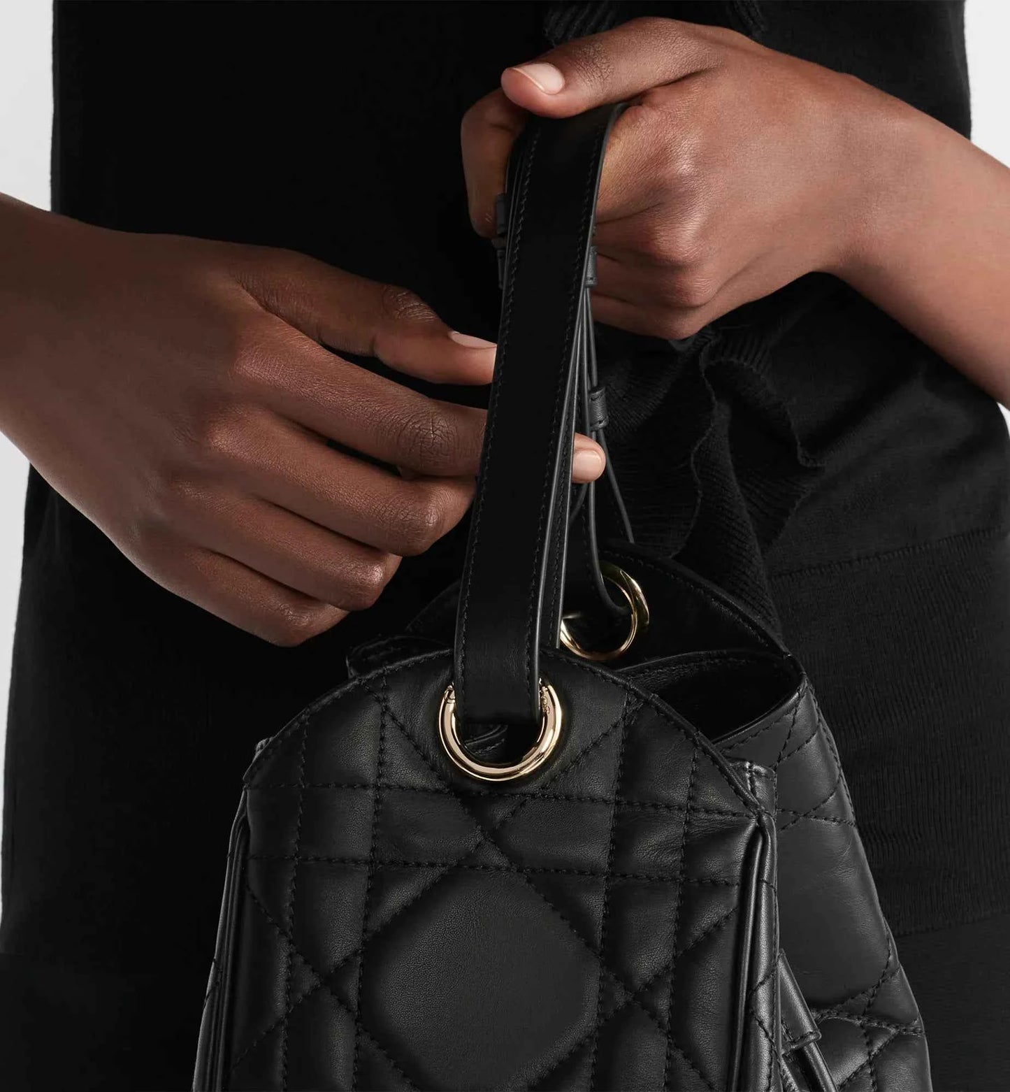Medium D-Motion Bag Black Macrocannage Lambskin