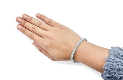 14K White Gold Princess Diamond Bracelet 3ct H-I SI1-SI2 - Solstik