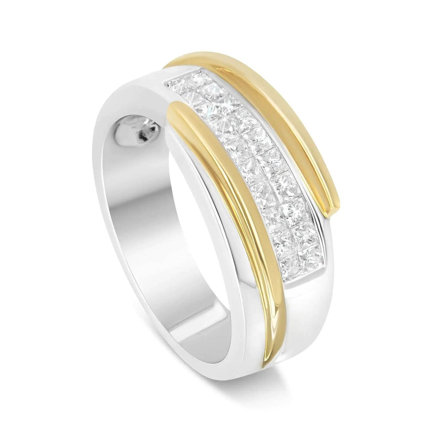 14K Gold 1ct Diamond Men's Luxury Band - Bicolor Design - Solstik