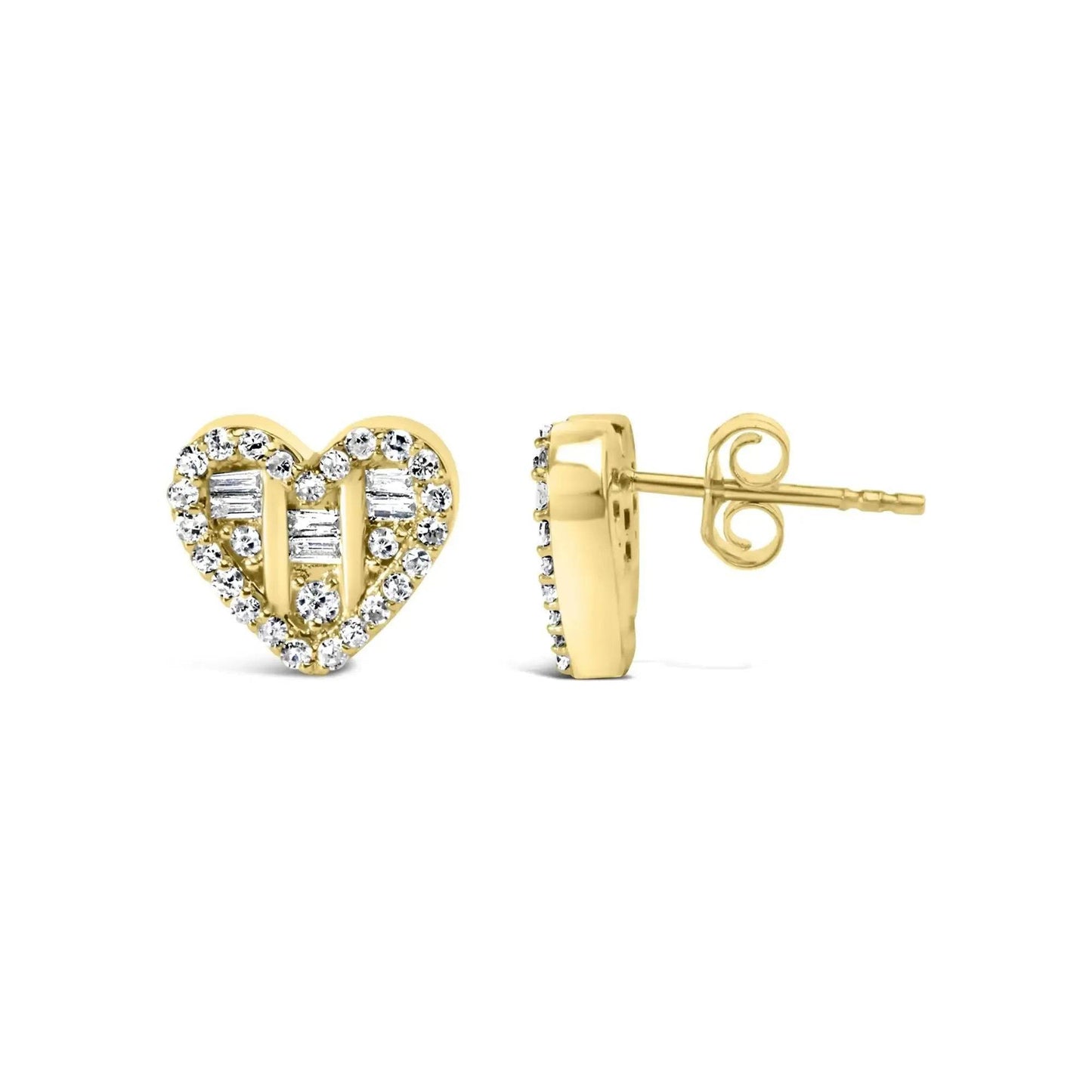 .925 Silver Heart Diamond Studs 1/2 Cttw (I-J, SI2-I1) - Solstik