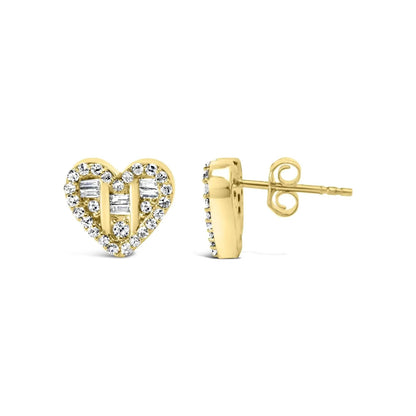 .925 Silver Heart Diamond Studs 1/2 Cttw (I-J, SI2-I1) - Solstik