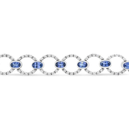 18K White Gold Diamond & Sapphire Circle Bracelet - Solstik