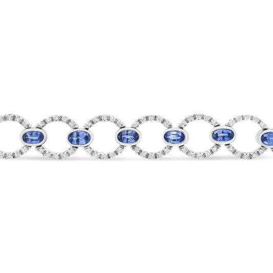 18K White Gold Diamond & Sapphire Circle Bracelet - Solstik