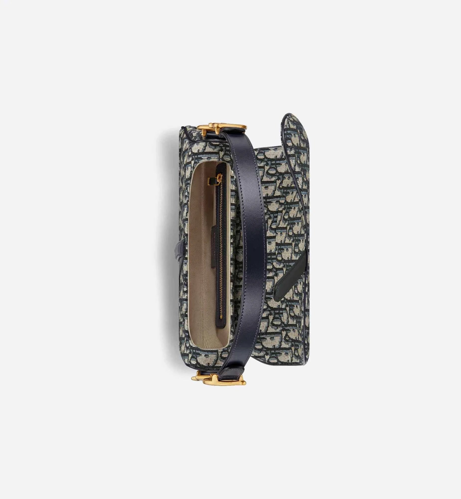 Saddle Bag with Strap Blue Oblique Jacquard