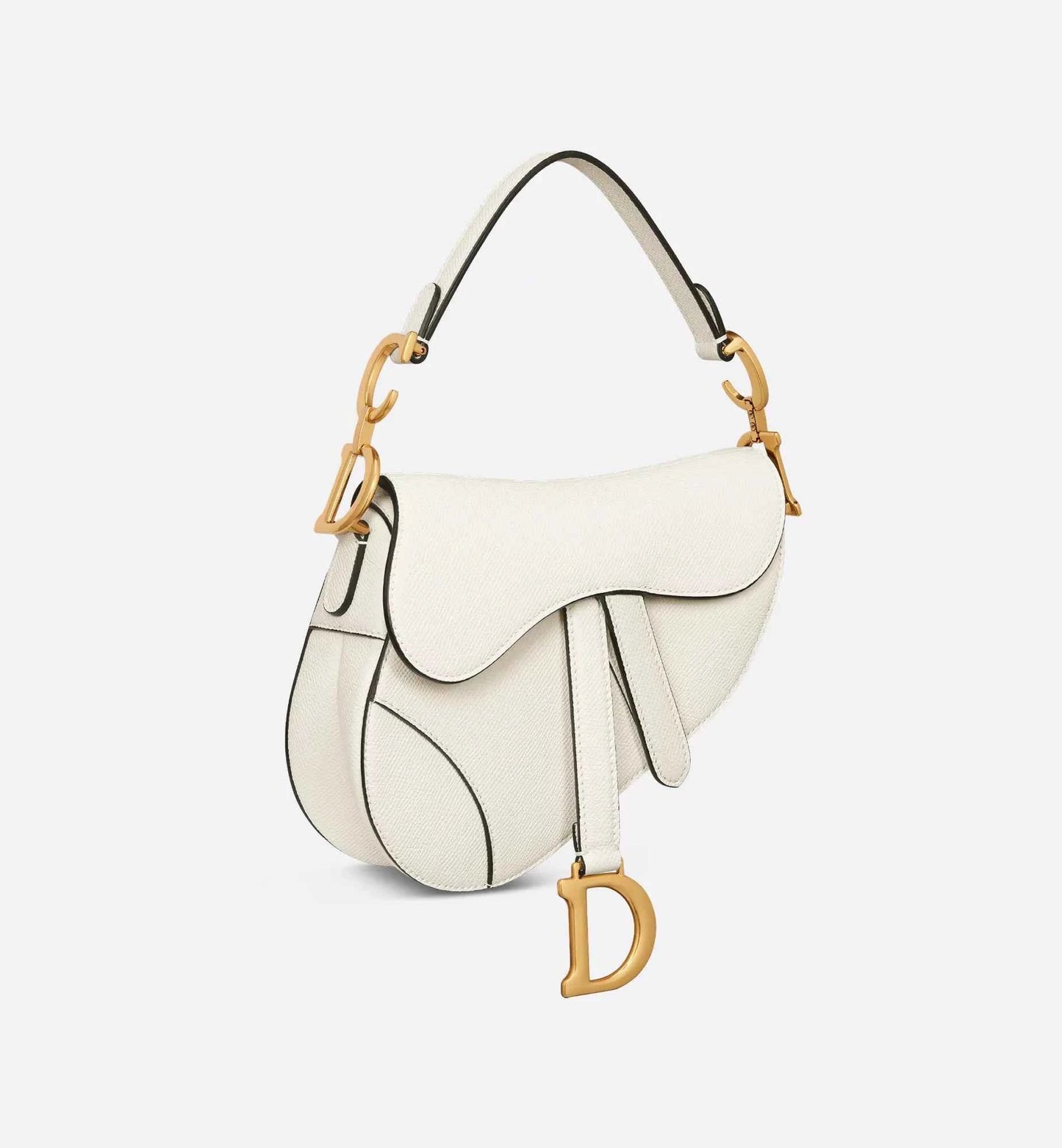 Mini Saddle Bag with Strap Latte Grained Calfskin