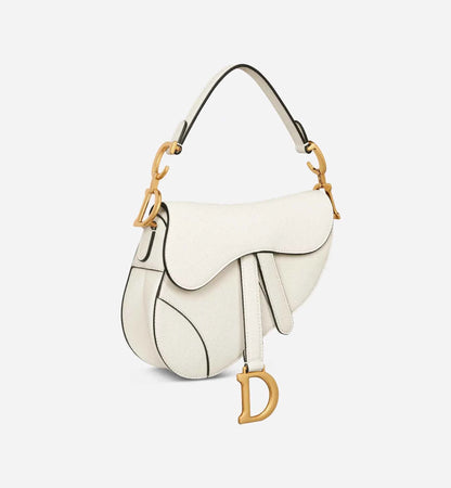 Mini Saddle Bag with Strap Latte Grained Calfskin