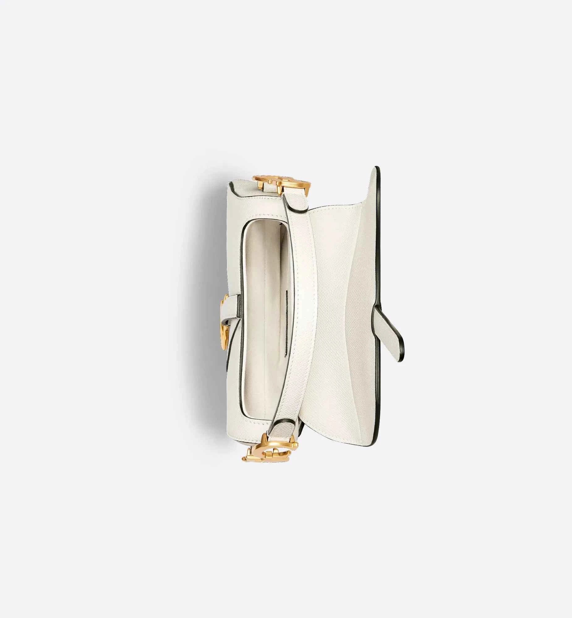 Mini Saddle Bag with Strap Latte Grained Calfskin