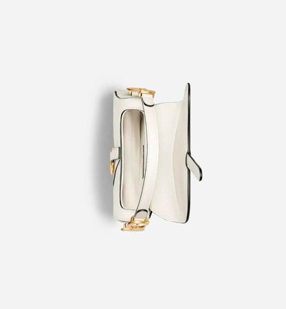 Mini Saddle Bag with Strap Latte Grained Calfskin