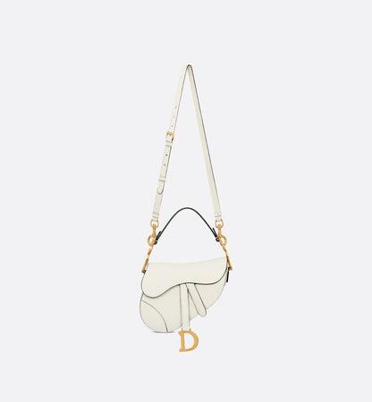 Mini Saddle Bag with Strap Latte Grained Calfskin