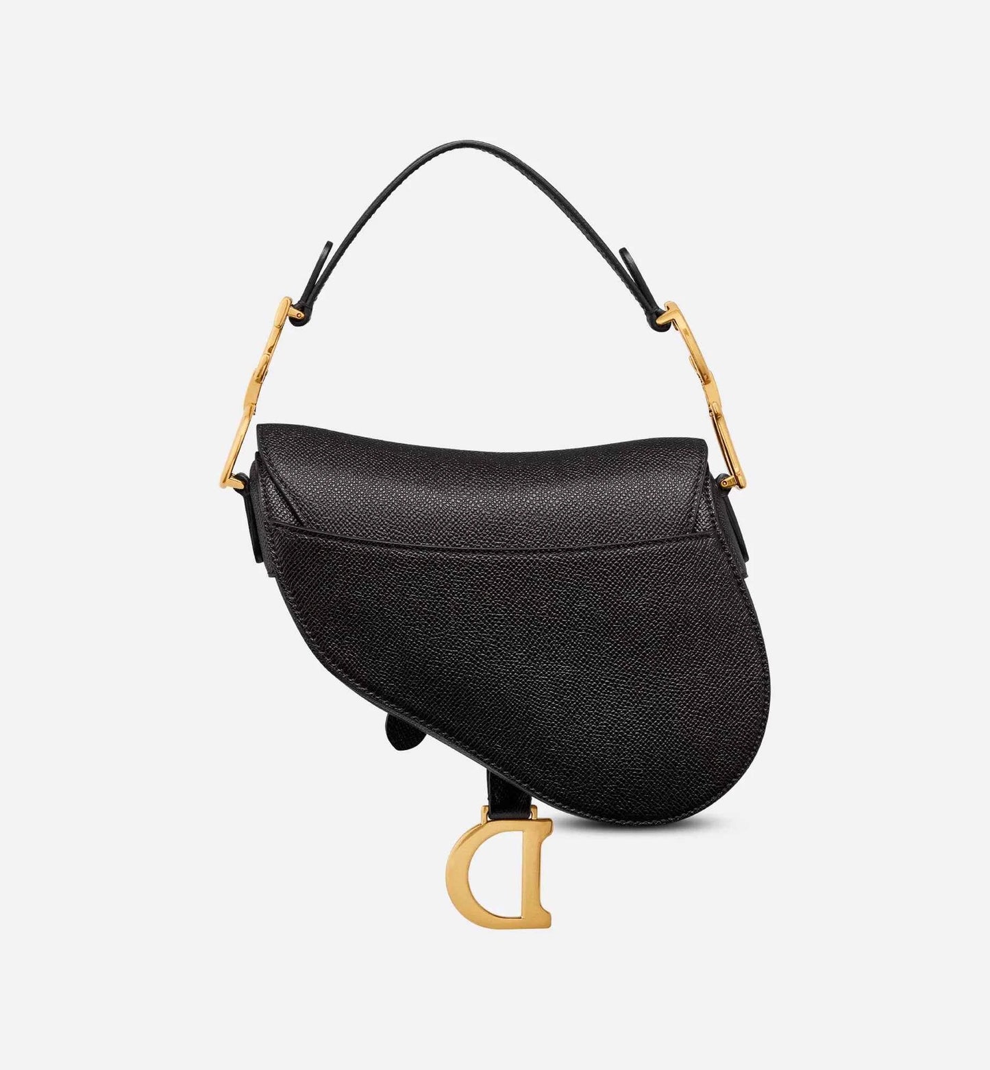 Mini Saddle Bag with Strap Black Grained Calfskin