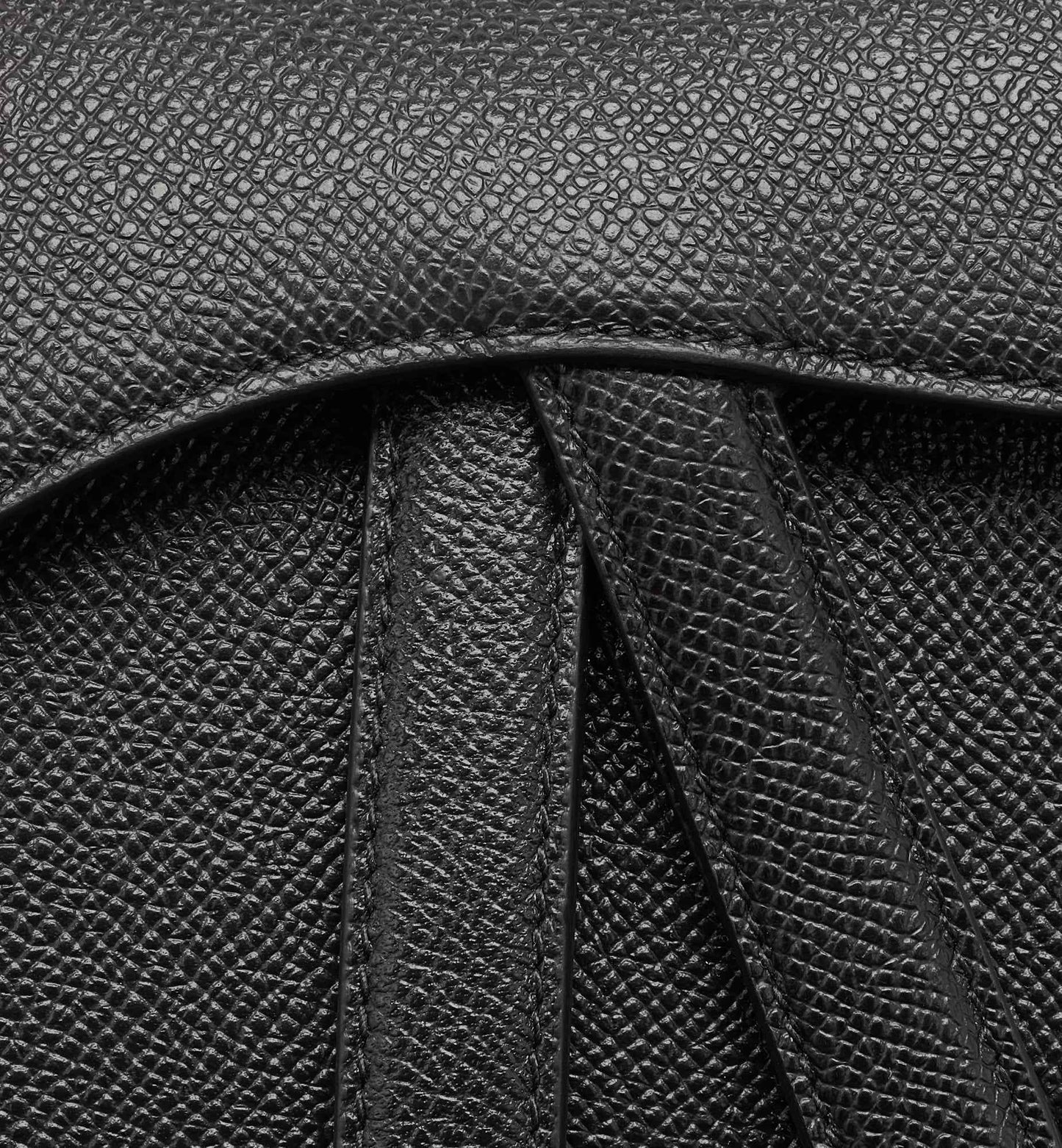 Mini Saddle Bag with Strap Black Grained Calfskin