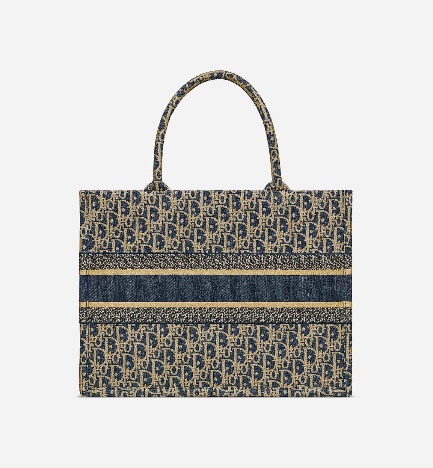Medium Book Tote Blue Dior Oblique Chambray Embroidery