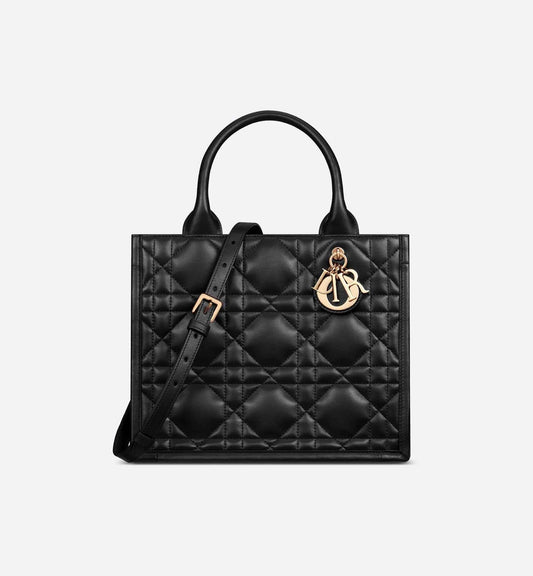 Small Dior Book Tote Black Macrocannage Calfskin