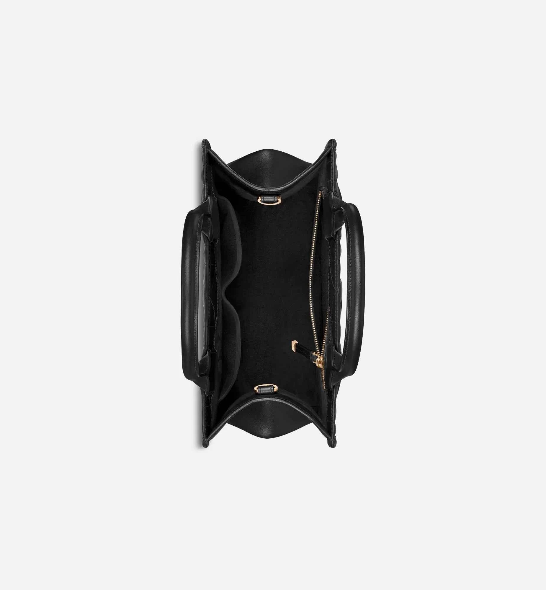 Small Dior Book Tote Black Macrocannage Calfskin