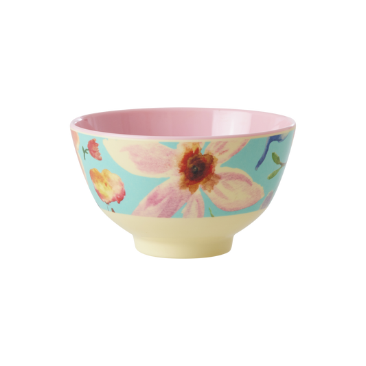 Small Melamine Bowl - Mint Selma Flower Print