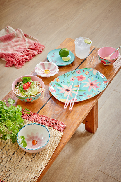 Small Melamine Bowl - Mint Selma Flower Print