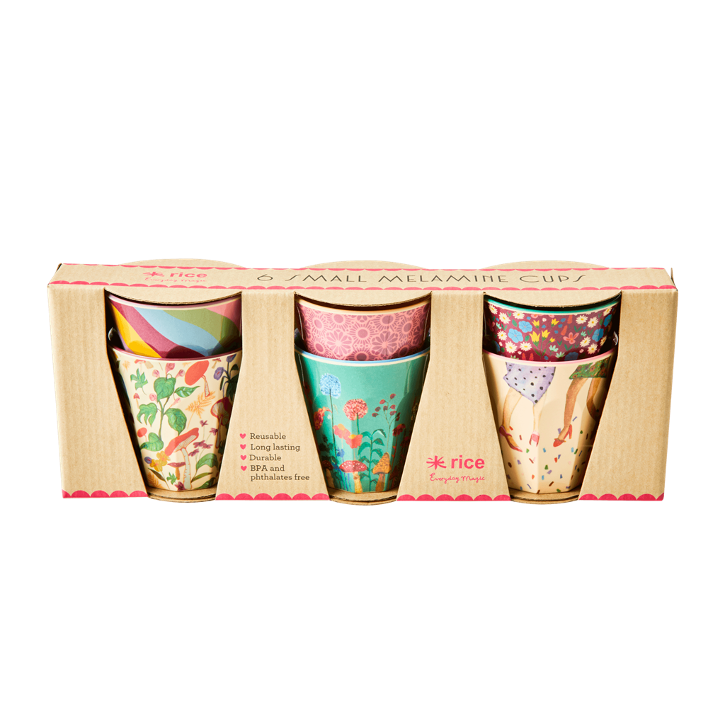 Melamine Cups 'DANCE IT OUT' Prints - Small - 6 pcs. in Gift Box