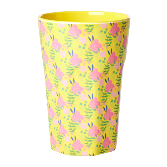 Melamine Tall Cup - Yellow - Sunny Days Print