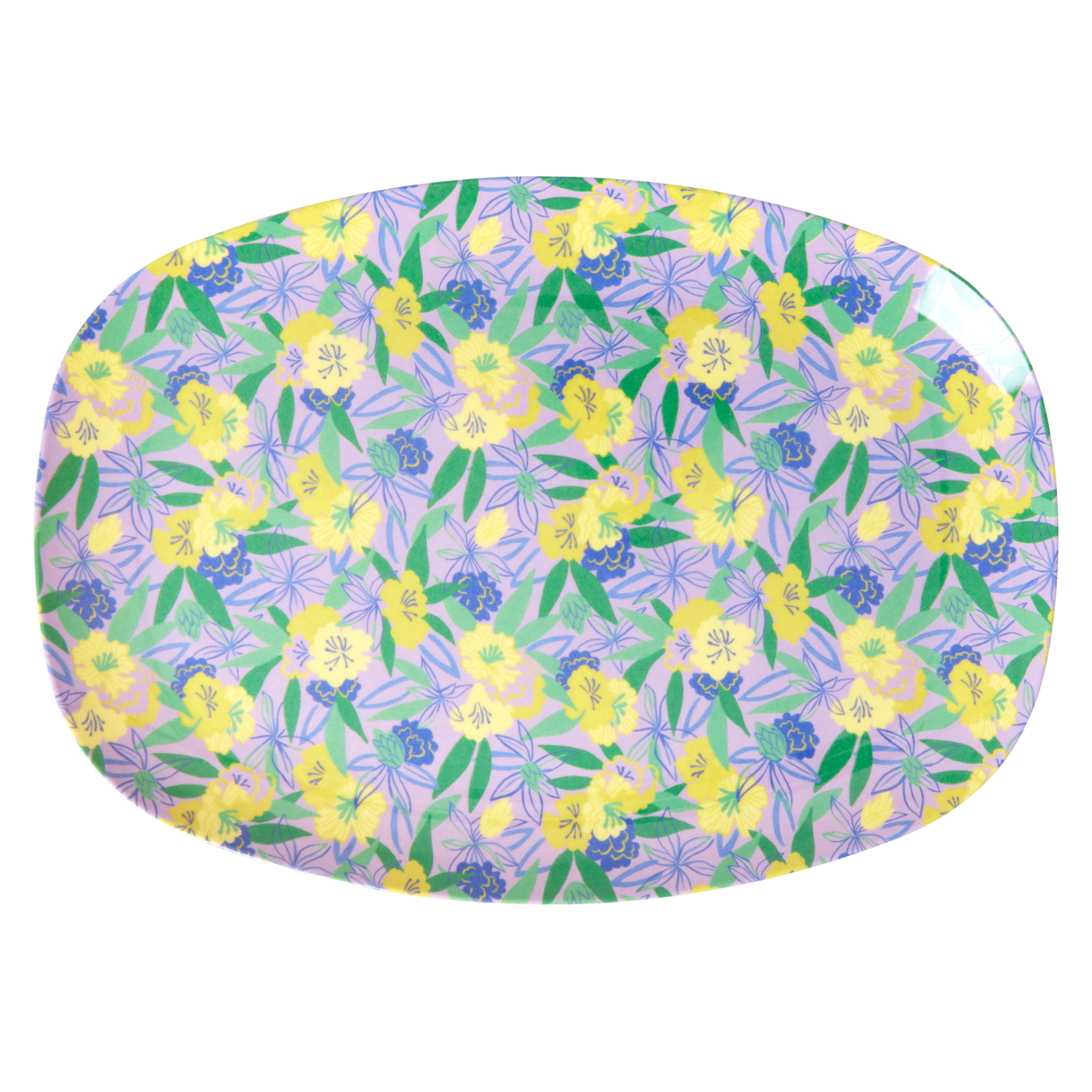 Medium Melamine Rectangular Plate - Purple - Fancy Pansy Prints