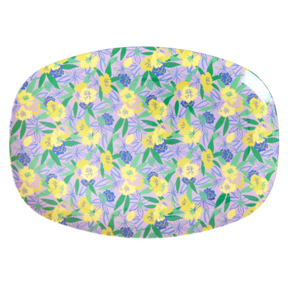 Medium Melamine Rectangular Plate - Purple - Fancy Pansy Prints