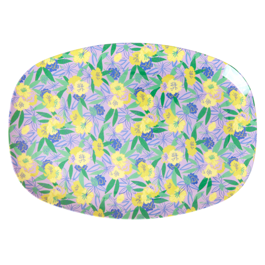 Medium Melamine Rectangular Plate - Purple - Fancy Pansy Prints