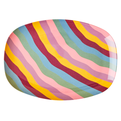 Melamine Rectangular Plate | Funky Stripes Print