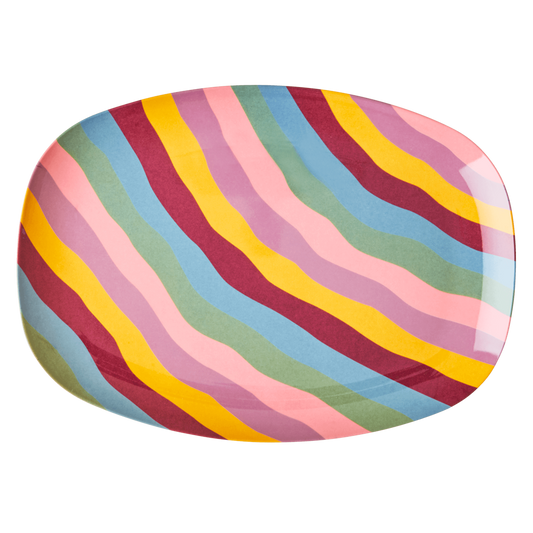 Melamine Rectangular Plate | Funky Stripes Print