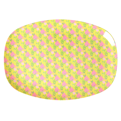 Medium Melamine Rectangular Plate - Yellow - Sunny Days Print