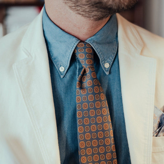 Claudius - Printed Madder Silk Tie - Venetian Blue - Solstik