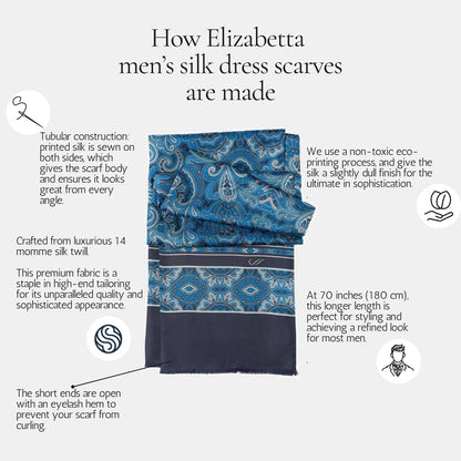 Savona - Slim Silk Scarf - Midnight Blue - Solstik