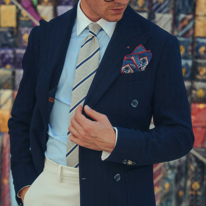 Ibiza - Silk Pocket Square - Blue & Pink - Solstik