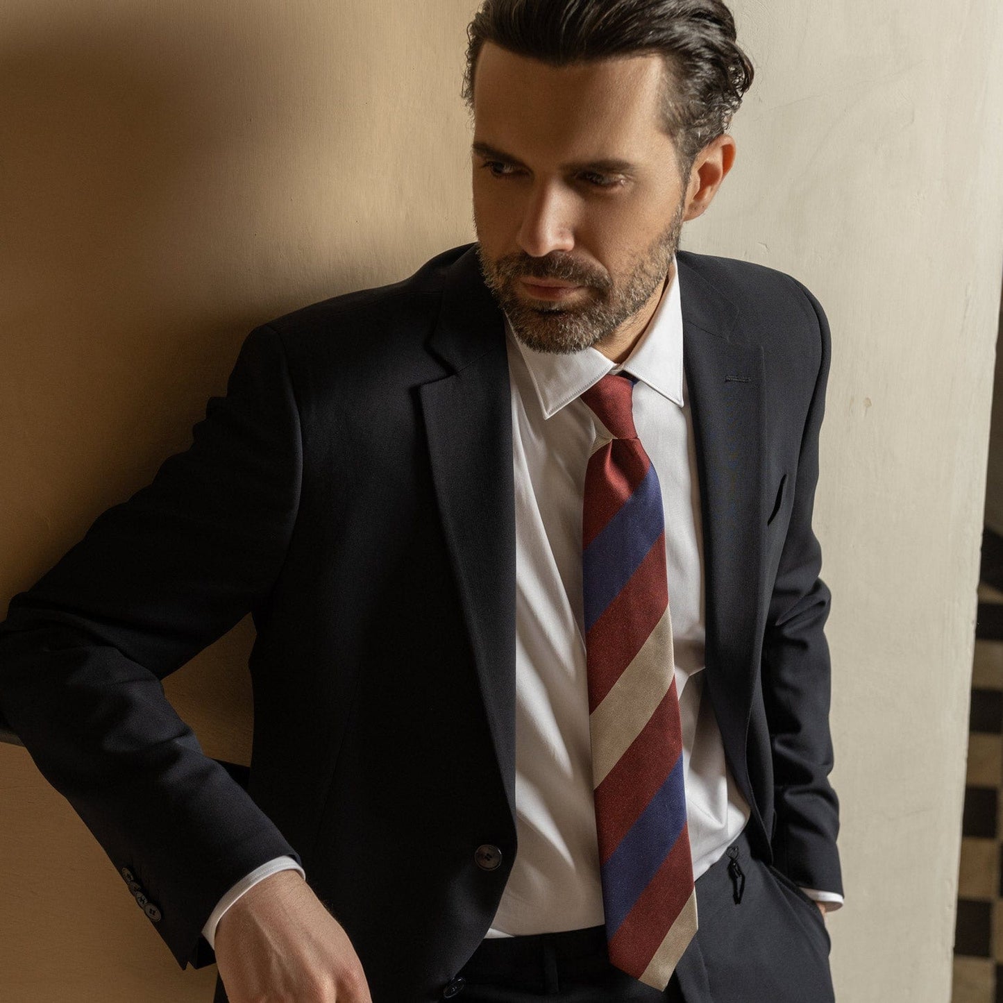 Conero - Silk Jacquard Tie - Burgundy - Solstik