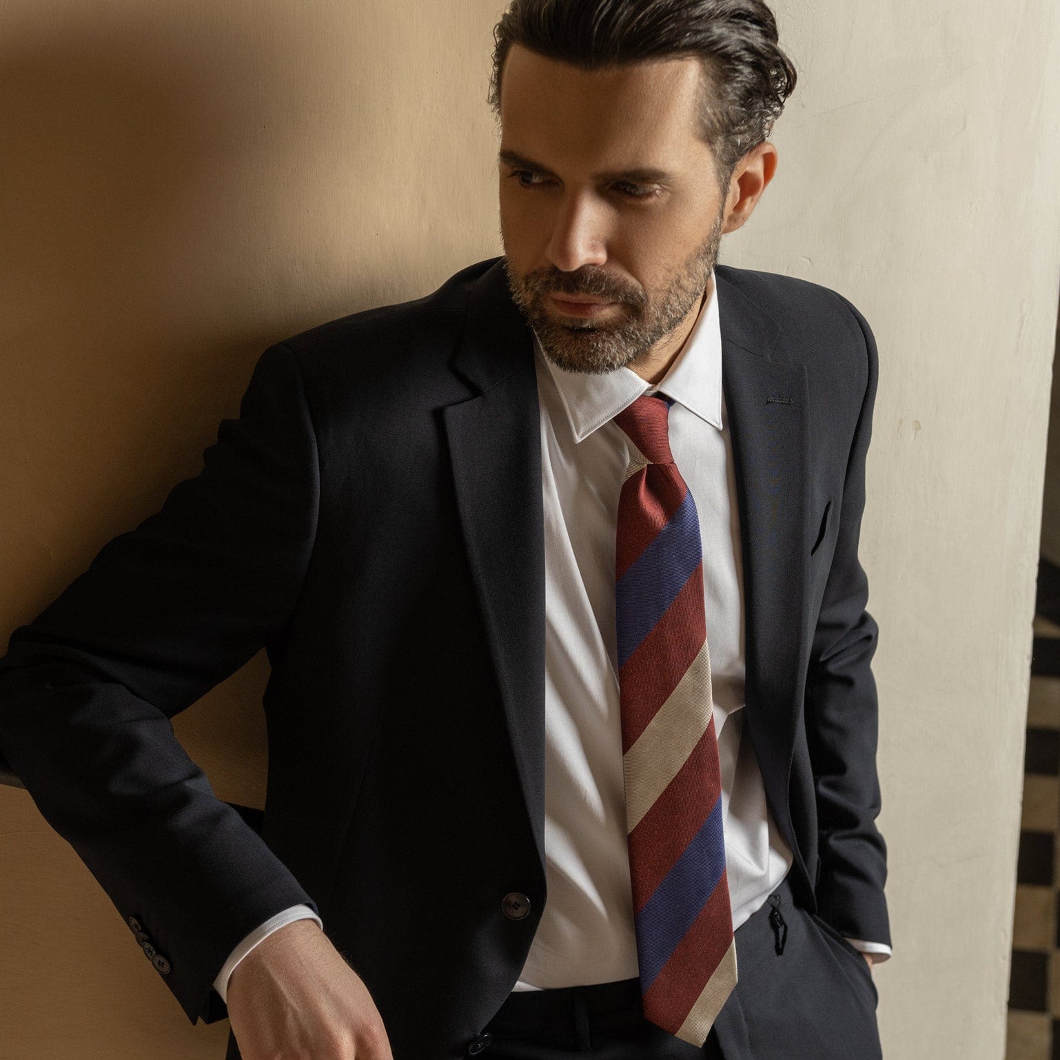 Conero - Silk Jacquard Tie - Burgundy - Solstik