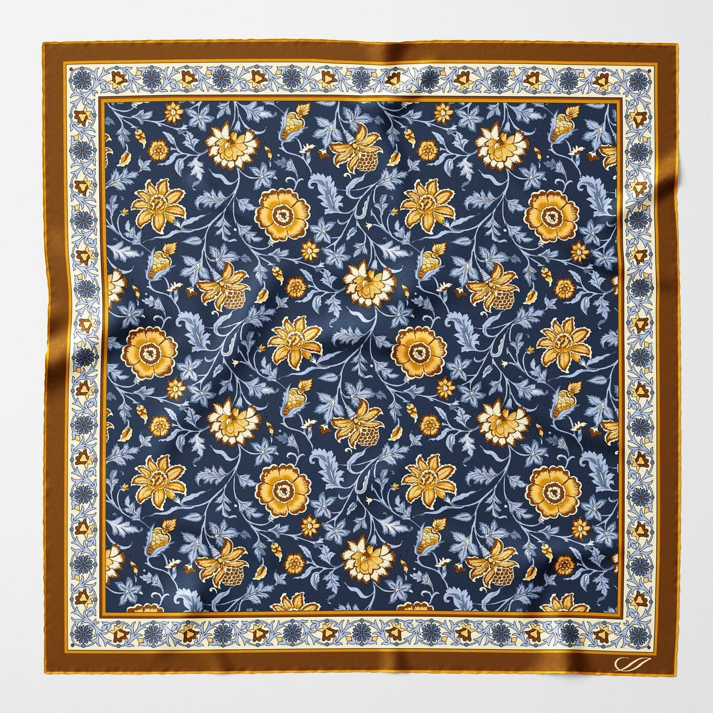 Carrara - Silk Neckerchief - Navy & Mustard - Solstik