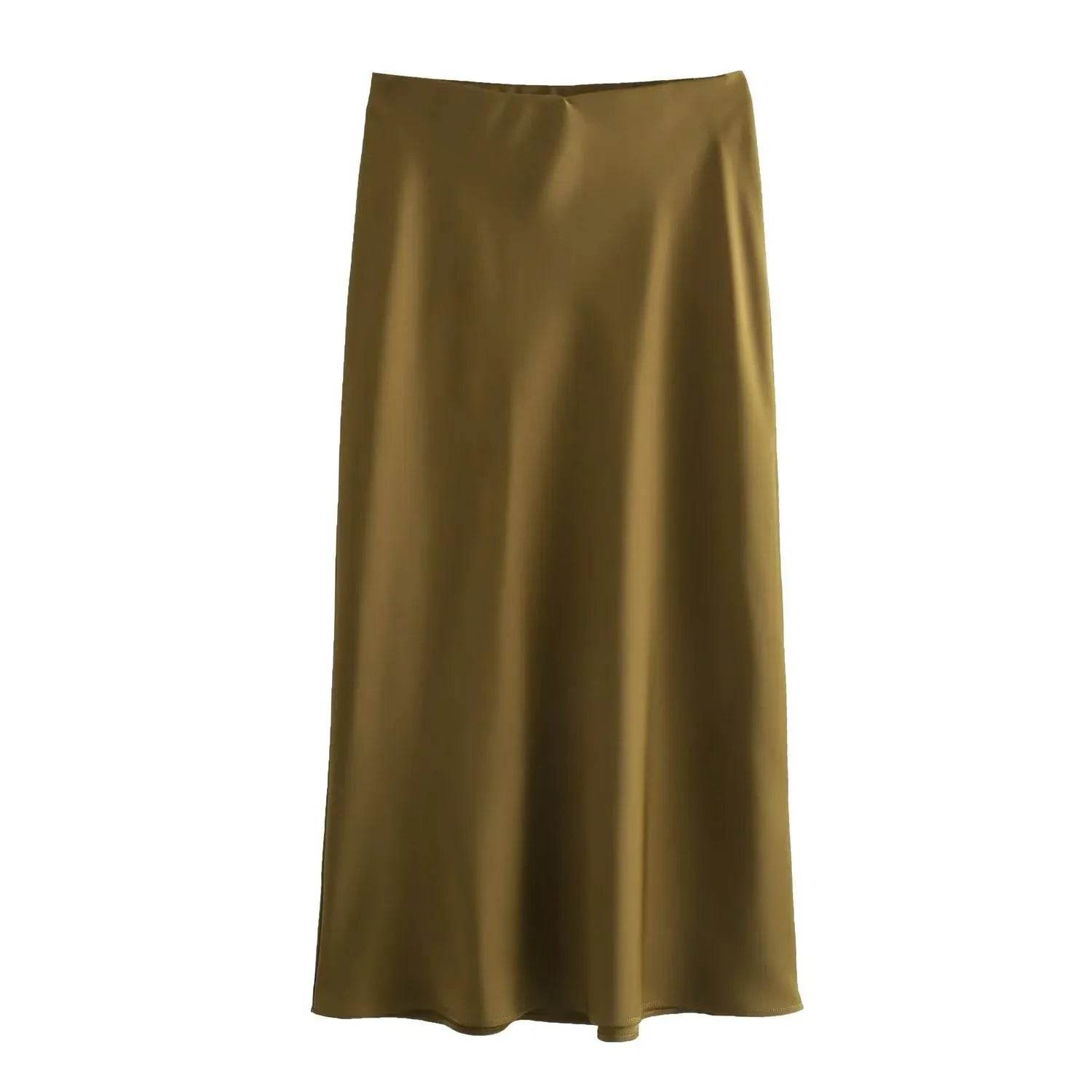 Ladies' Satin Midi Skirt - Solstik