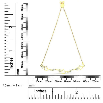 14K Gold Plated Silver Diamond Infinity Heart Bolo Bracelet - Solstik