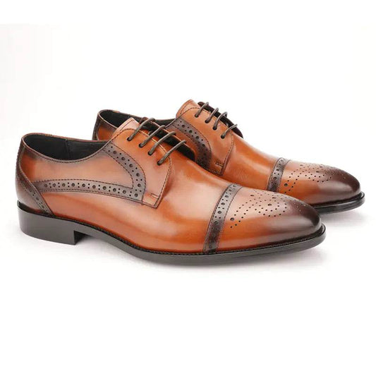 Brogue Engraved Men's Leather Business Shoes - Solstik