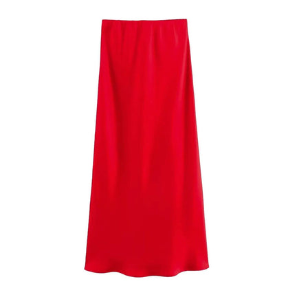 Ladies' Satin Midi Skirt - Solstik