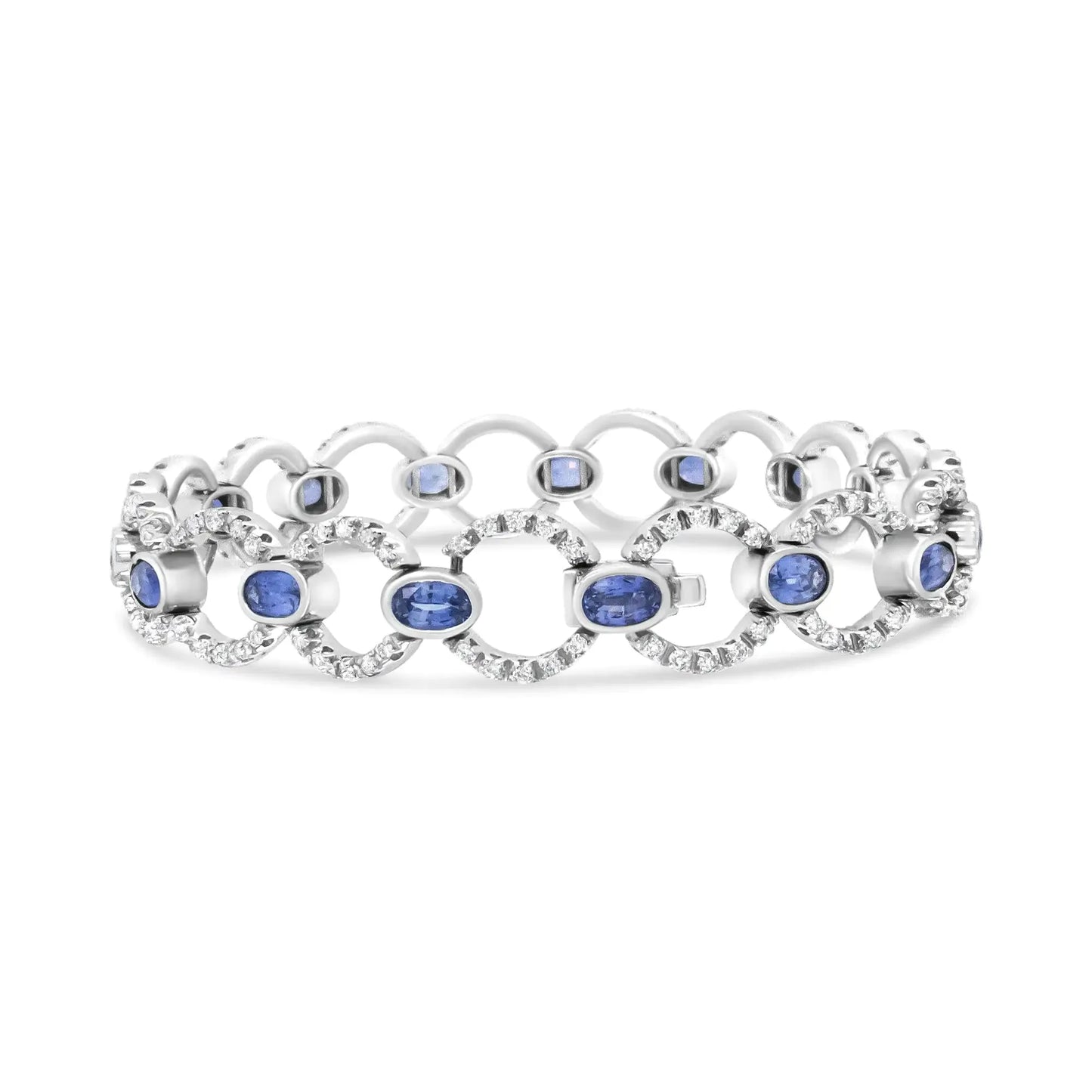18K White Gold Diamond & Sapphire Circle Bracelet - Solstik