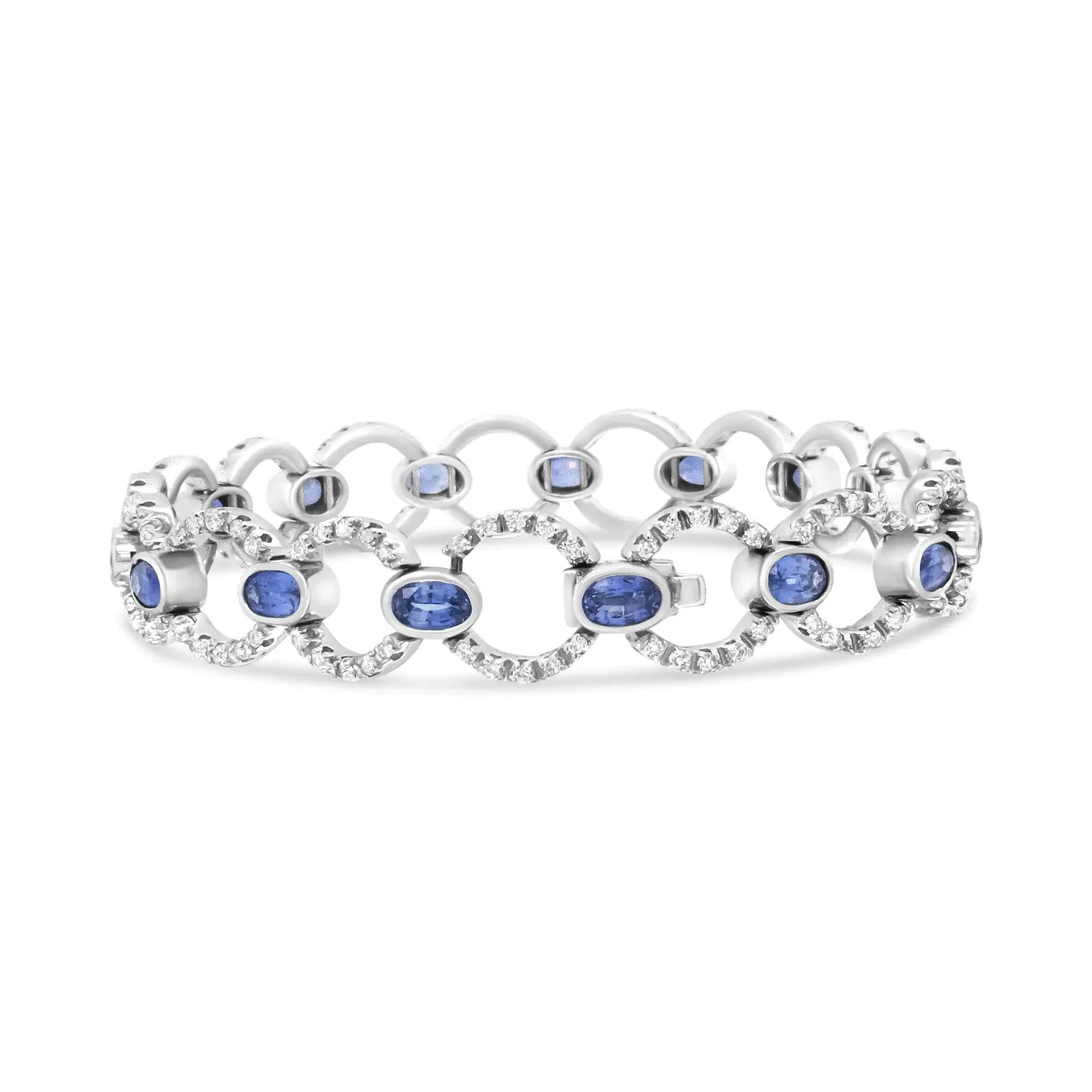 18K White Gold Diamond & Sapphire Circle Bracelet - Solstik